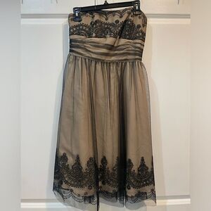 David’s bridal strapless dress with bead detail and sparkle. Worn once. EUC